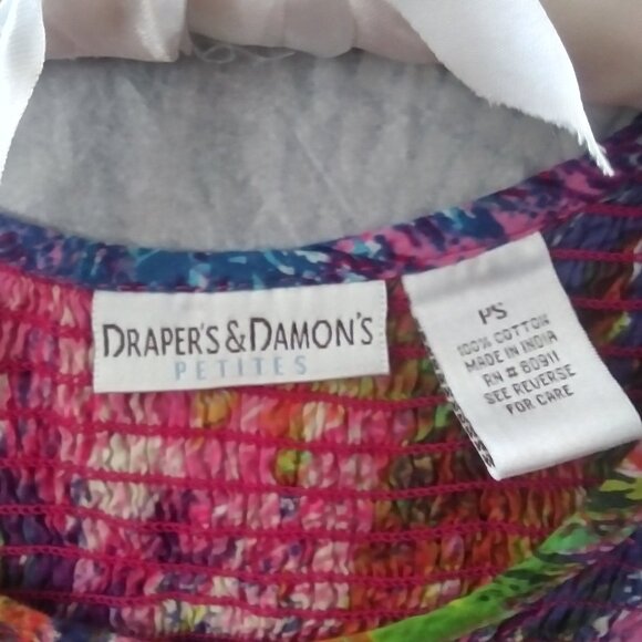 Draper's & Damon's Bodice Midi Maxi Dress Purple Pink Green washed sz PS - Picture 2 of 5